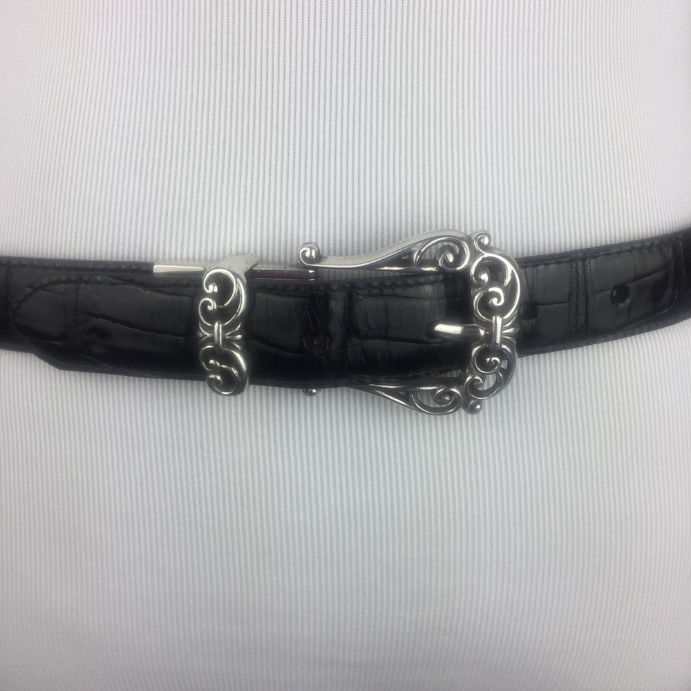 Women’s Black Reptile Belt with Silver Buckle M/30